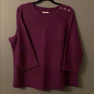 4/$15 Plum Sweater with Gold Button Accent